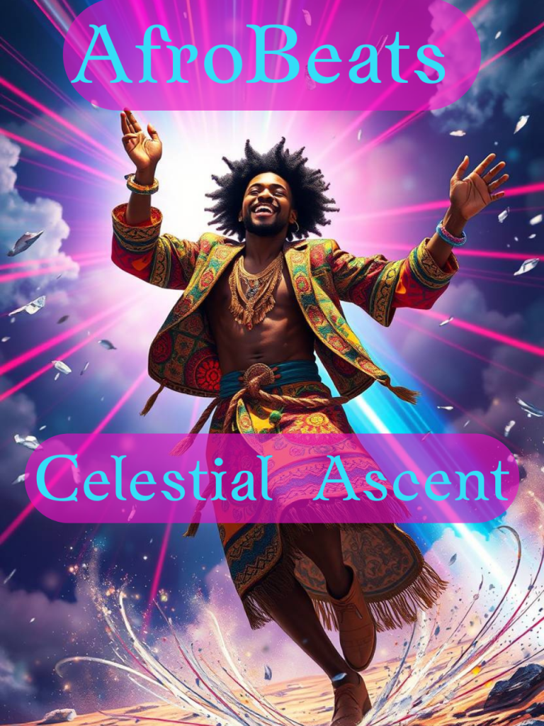 Cover of AfroBeats: Celestial Ascent worship album by FtB Ministries featuring vibrant celestial and Afro-inspired design