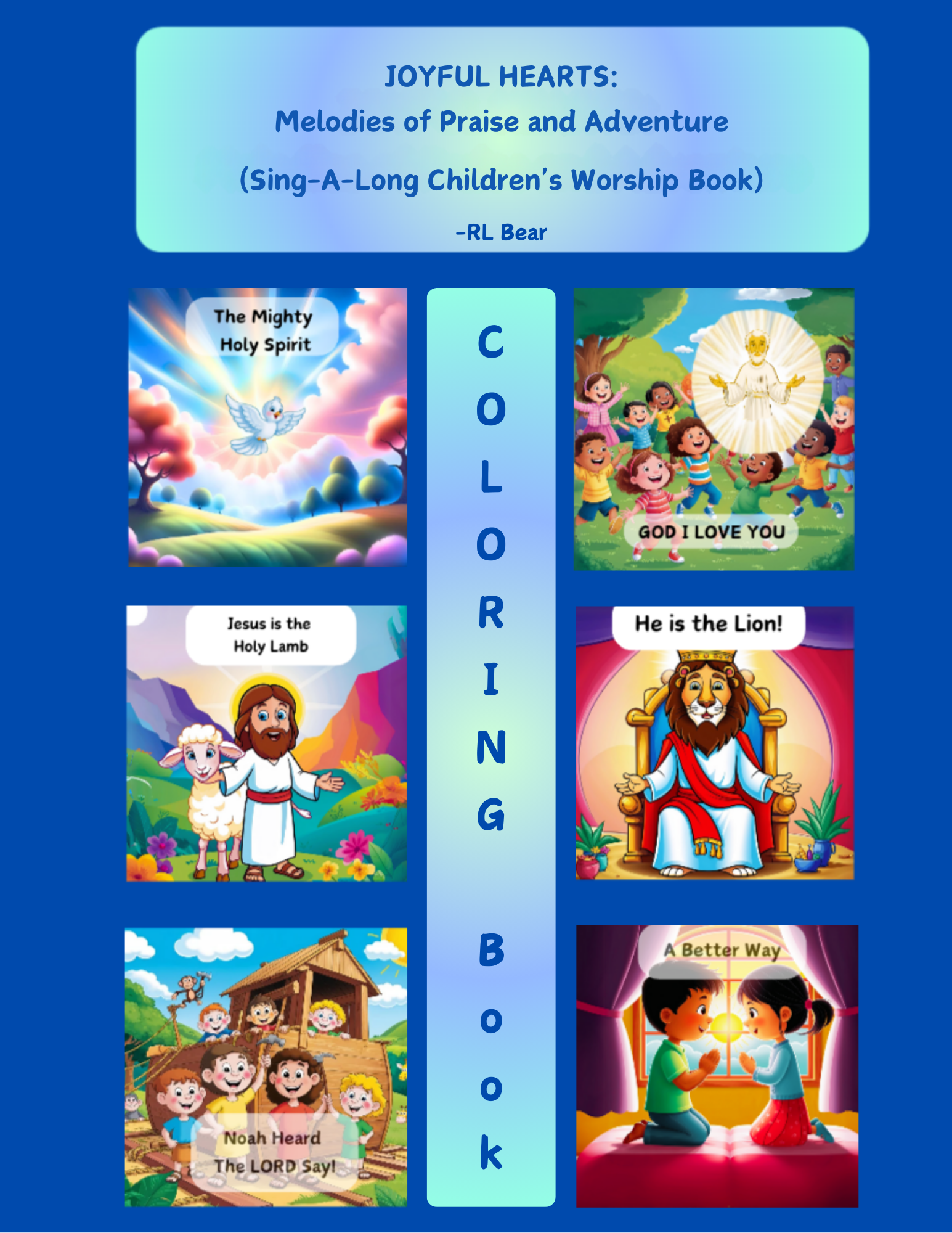 Colorful cover for Joyful Hearts: Tiny Hearts Coloring Edition featuring radiant spiritual imagery and playful design